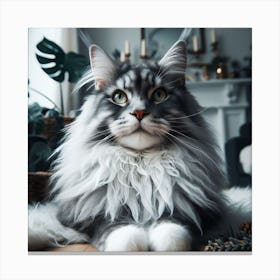 Grey-white maine coon cat 3 Canvas Print
