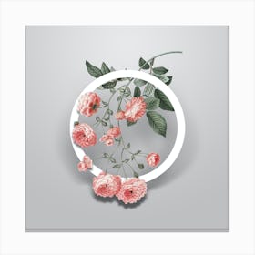 Vintage Pink Rambler Roses Minimalist Floral Geometric Circle on Soft Gray n.0035 Canvas Print