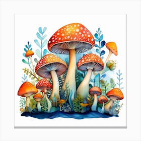 Watercolor Of Mushrooms Canvas Print