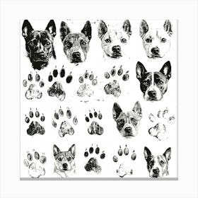 Dogs and Footprint Canvas Print