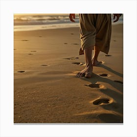 Jesus Walking On The Beach 1 Canvas Print