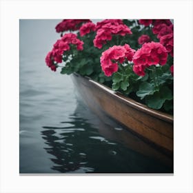 Geraniums In A Boat 1 Canvas Print