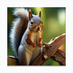 Squirrel Sitting On A Branch Canvas Print