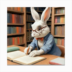 Rabbit Writing 10 Canvas Print