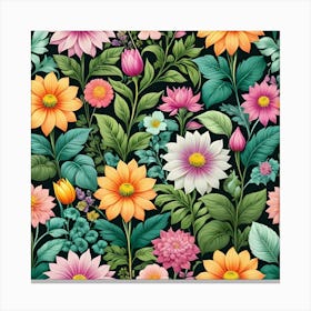 Floral Seamless Pattern 10 Canvas Print