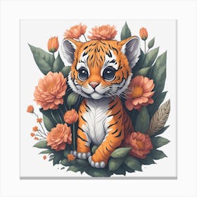 Floral Tiger 5 Canvas Print