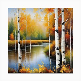 Autumn Birch Trees 1 Canvas Print