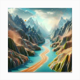 River In The Mountains Canvas Print