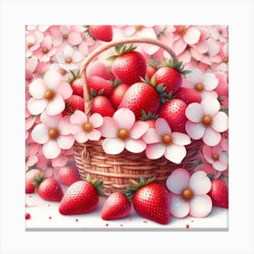 A basket of strawberries 4 Canvas Print