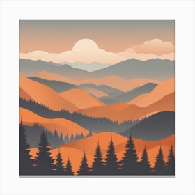 Misty mountains background in orange tone 37 Canvas Print