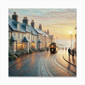 Little Town At Sunset Canvas Print