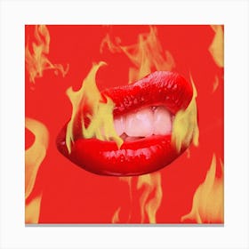 Hot Lips Square Canvas Print