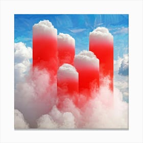 Abstract Painting Featuring Three Dimensional Shrouded Forms Resembling Red And White Clouds With Em Canvas Print