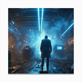 Man In A Futuristic City Canvas Print