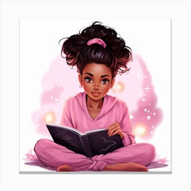 Black Girl Reading A Book Canvas Print