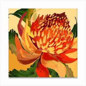 King Protea Abstract Square Canvas Print