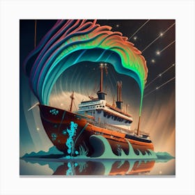 Ship on a tsunami wave Canvas Print