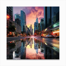 Sunset In New York City 1 Canvas Print