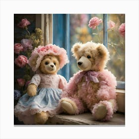 Nursery Room Pink Teddy Bears Design Canvas Print