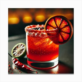 A Close Up Of The Red Inferno Cocktail, A Spicy Canvas Print