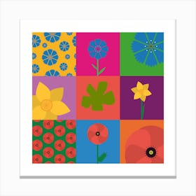 Flowers On A Square Canvas Print