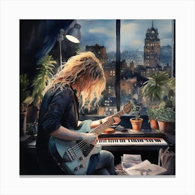 Guitar Player And Piano In New York City Canvas Print