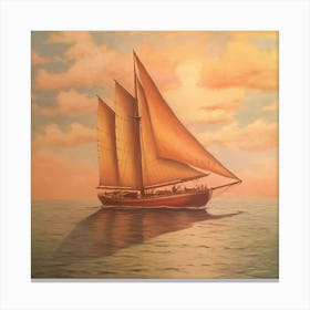 Sailboat At Sunset Canvas Print