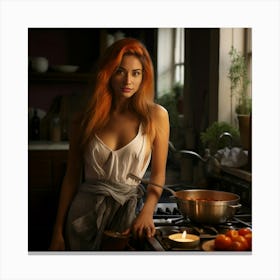 Woman In The Kitchen Canvas Print