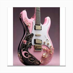 Rhapsody in Pink and Black Guitar Wall Art Collection Canvas Print
