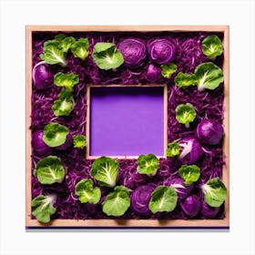 Purple Cabbage Frame On Purple Background 2 Canvas Print
