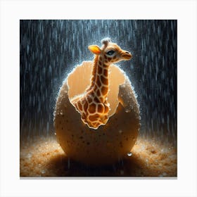 Giraffe In Rain 1 Canvas Print