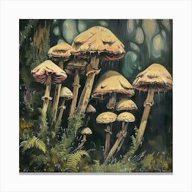 Mushrooms Fairycore Painting 3 Canvas Print