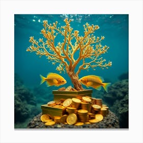 Gold Tree With Gold Coins 4 Canvas Print