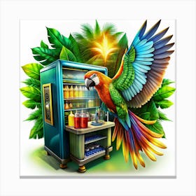 Colorful Parrot Perched On A Tropical Bar Canvas Print