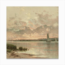 Sunset At The River Canvas Print