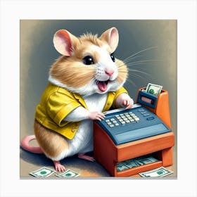 Hamster At The Cash Register 7 Canvas Print