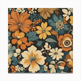 70s Retro Floral Print Canvas Print