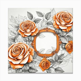 Orange Roses Frame 7 Canvas Print