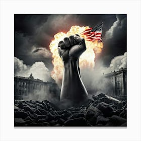 A Clenched Fist Raised In A Striking Gesture Of Protest Embodying Both The Power And Aggression Of 2 1 Canvas Print