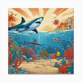 Default Aquarium With Coral Fishsome Shark Fishes View From Th 1 (1) Canvas Print