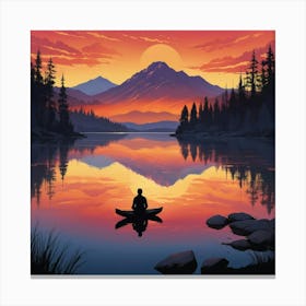 Meditating Man In Canoe Canvas Print