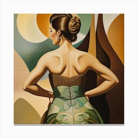 Woman In A Green Dress Canvas Print