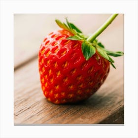 Strawberry On A Wooden Table Canvas Print