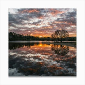 Sunset At A Lake Canvas Print