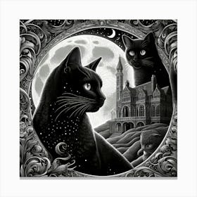 Cat In The Moonlight Canvas Print