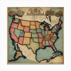 Default Vintage Map Usa Aesthetic 2 Canvas Print