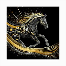 Golden Horse On Black Background 1 Canvas Print