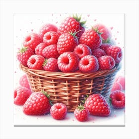 A basket of Raspberries 2 Canvas Print