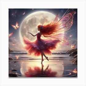 Red Hair Fairy With Butterflies 1 Canvas Print