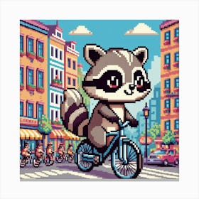 Pixel Raccoon art Canvas Print